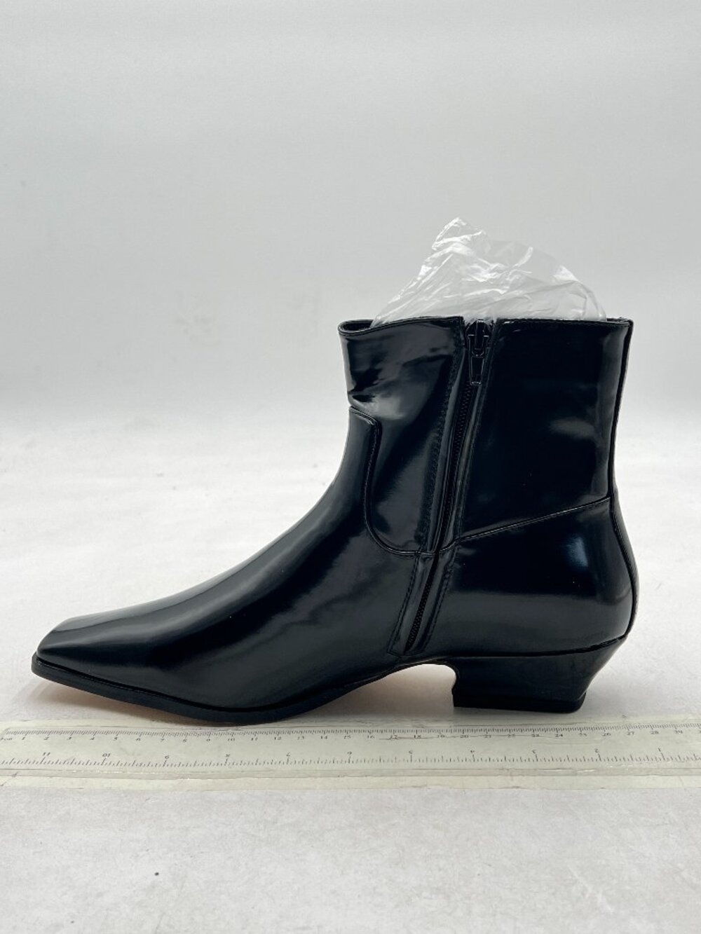 Black Closed Square Toe Low Block Heels Side Zipper Ankle Boots Formal Shoes